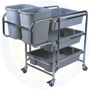 STAINLESS STEEL DISH-COLLECTING UTILITY TROLLEY