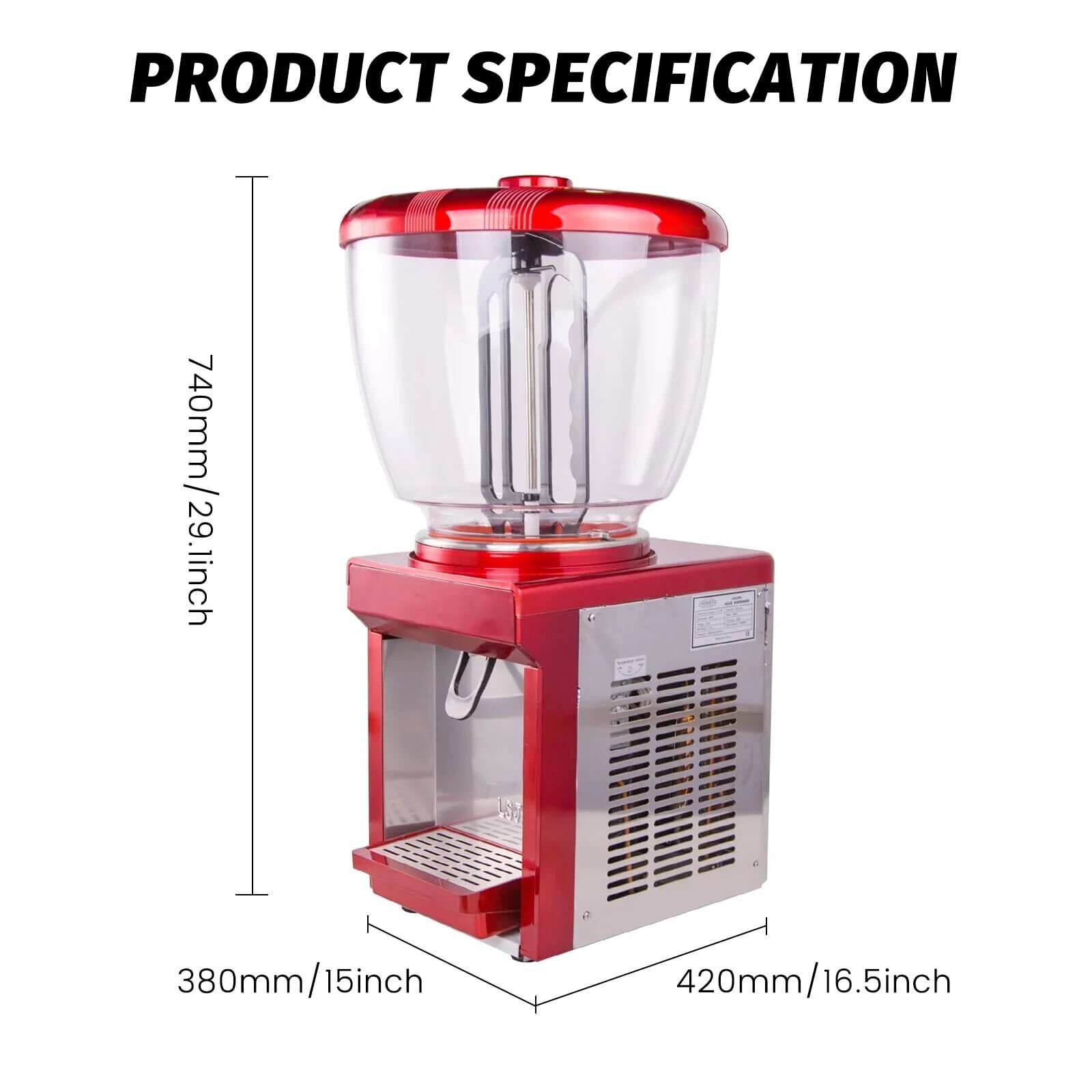 CVS Commercial Beverage Dispenser 25L Automatic Single Cylinder Juice Dispenser - Image 2