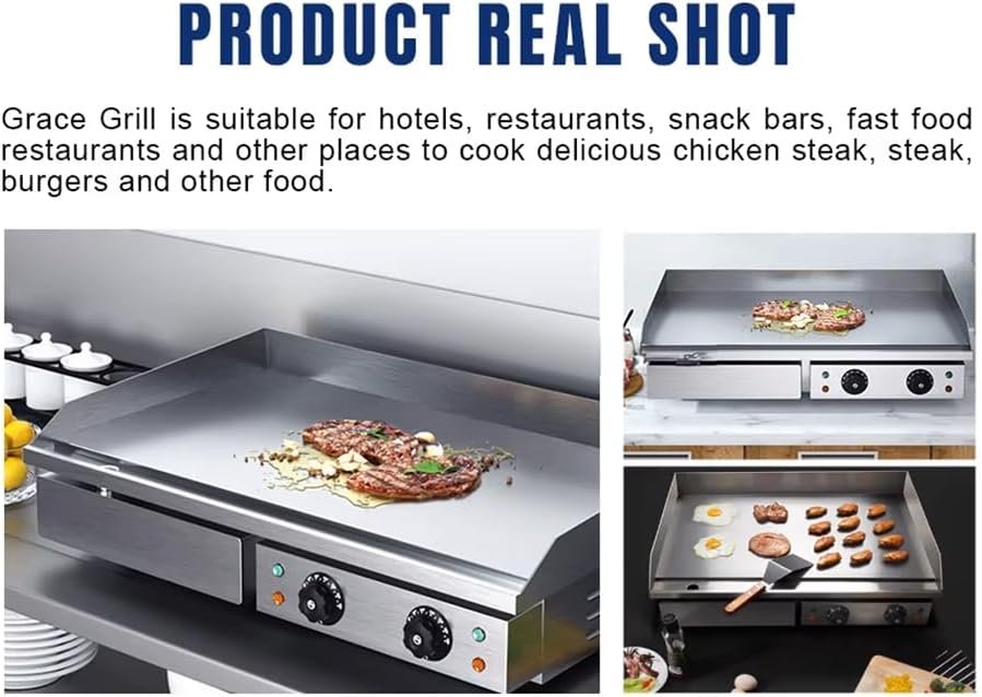 Commercial Electric Double Burner Flat Griddle, 50–300°C – 3000W - Image 6