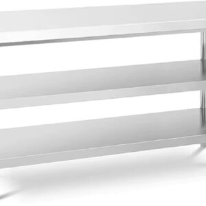 CVS Triple Layer Stainless Steel Heavy Duty Commercial Kitchen Catering Table - Food Prep Workbench Dining Table