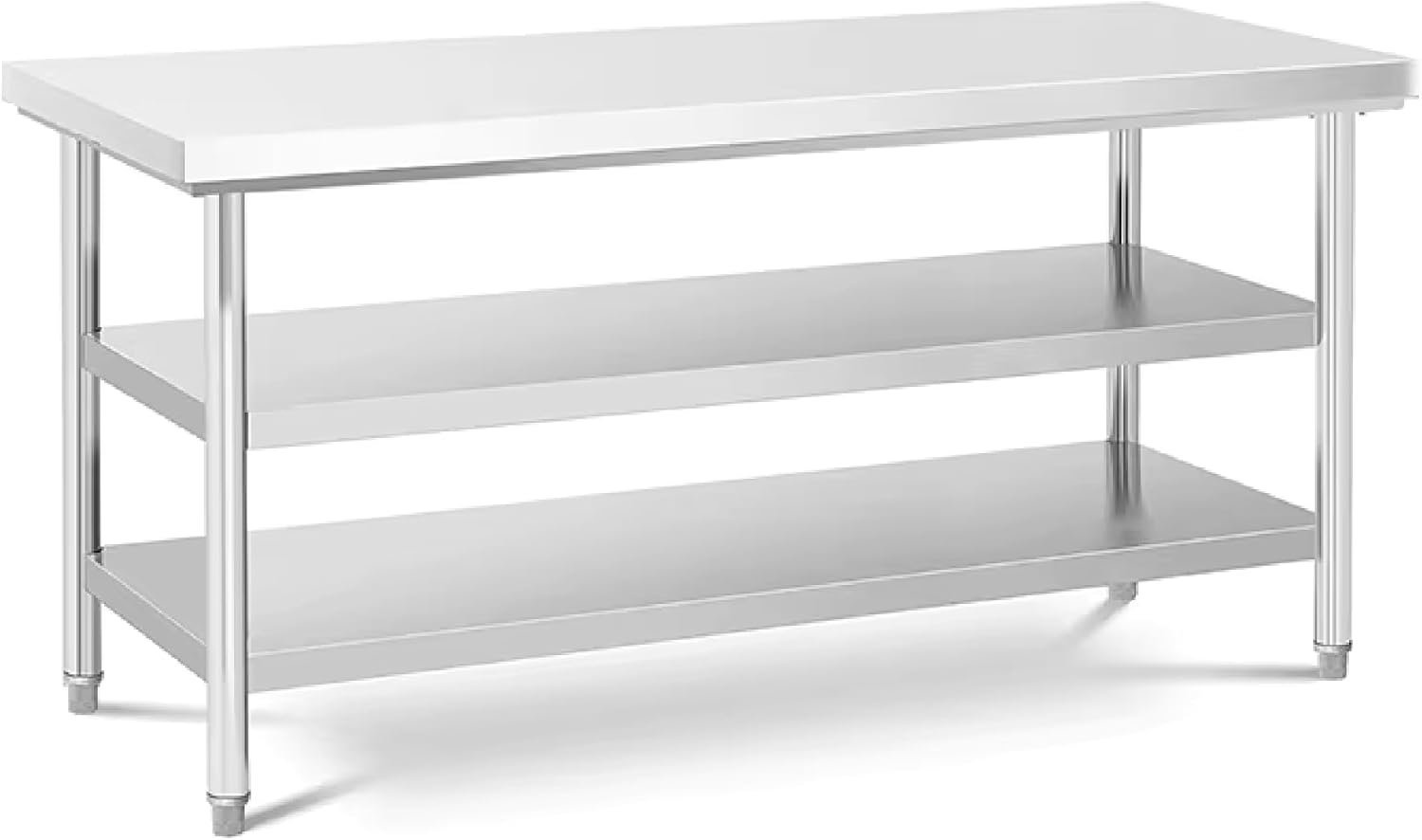 CVS Triple Layer Stainless Steel Heavy Duty Commercial Kitchen Catering Table - Food Prep Workbench Dining Table