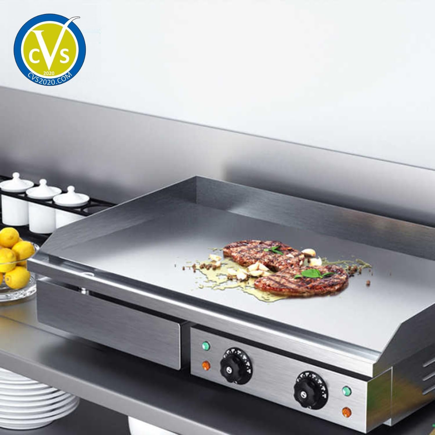 Commercial Electric Double Burner Flat Griddle, 50–300°C – 3000W - Image 4