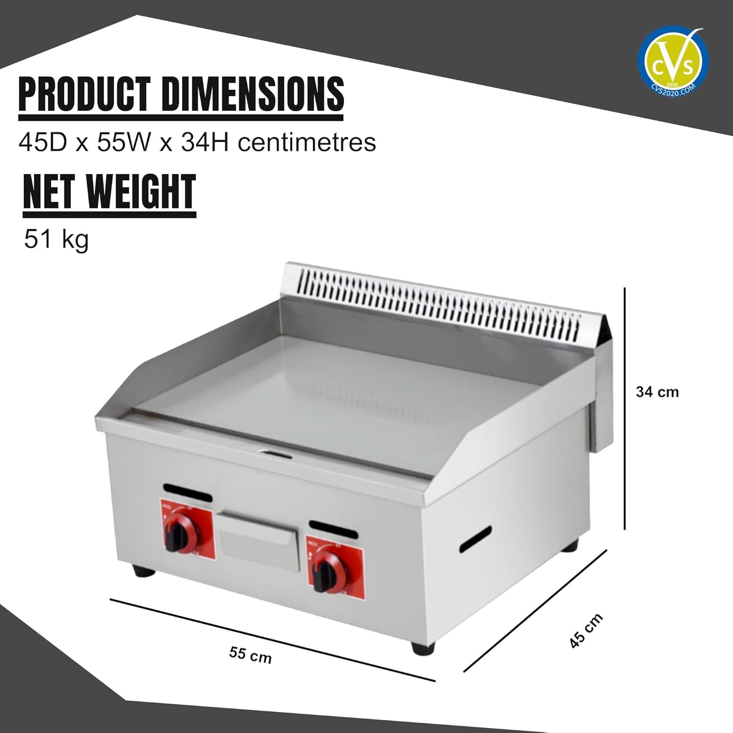 Commercial Gas Double Burner Griddle with Fryer - 50°C to 300°C - Image 2