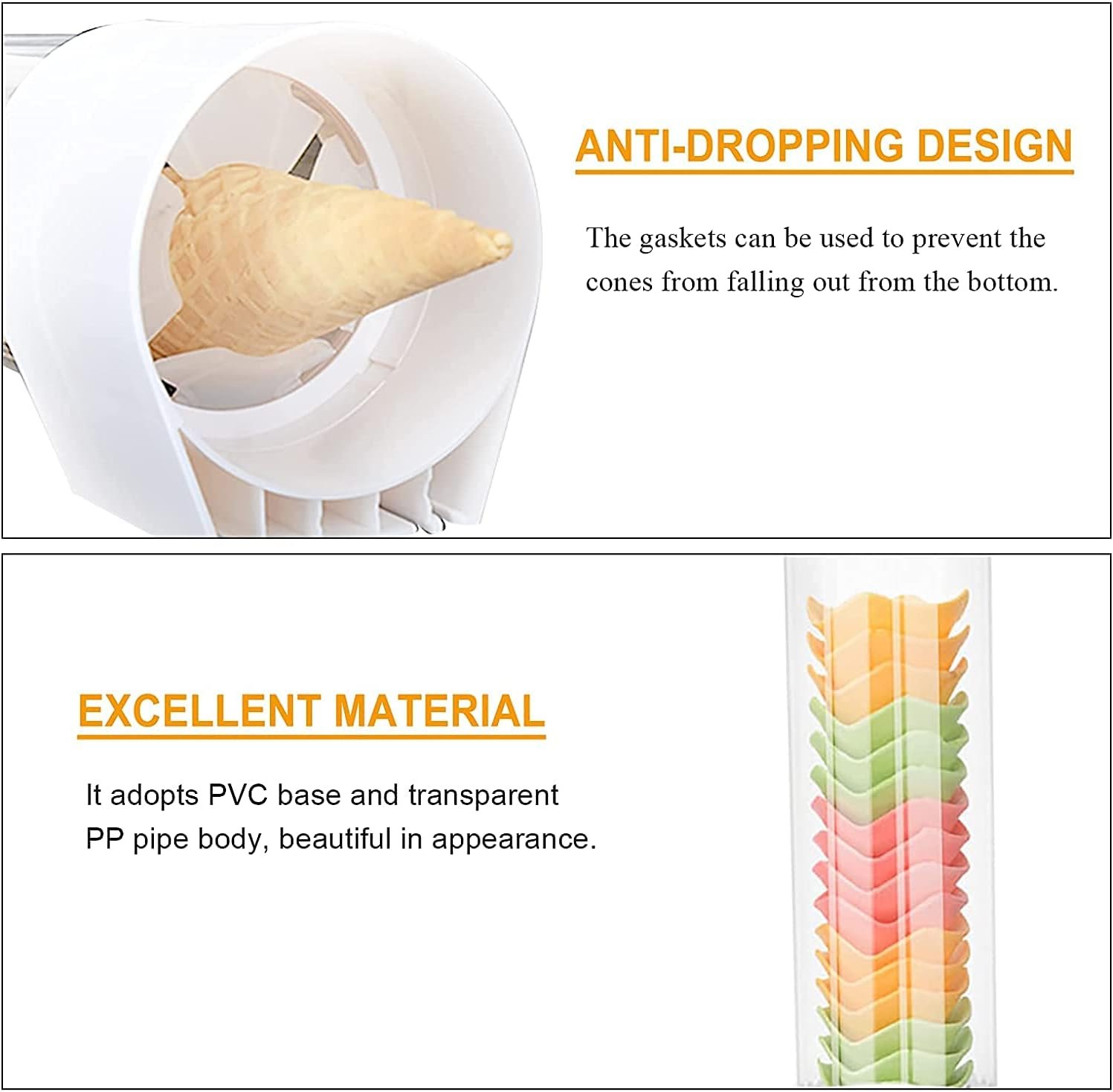 Ice Cream Cone Storage Dispenser Reusable Plastic Ice Cream Cone Holder - Image 6