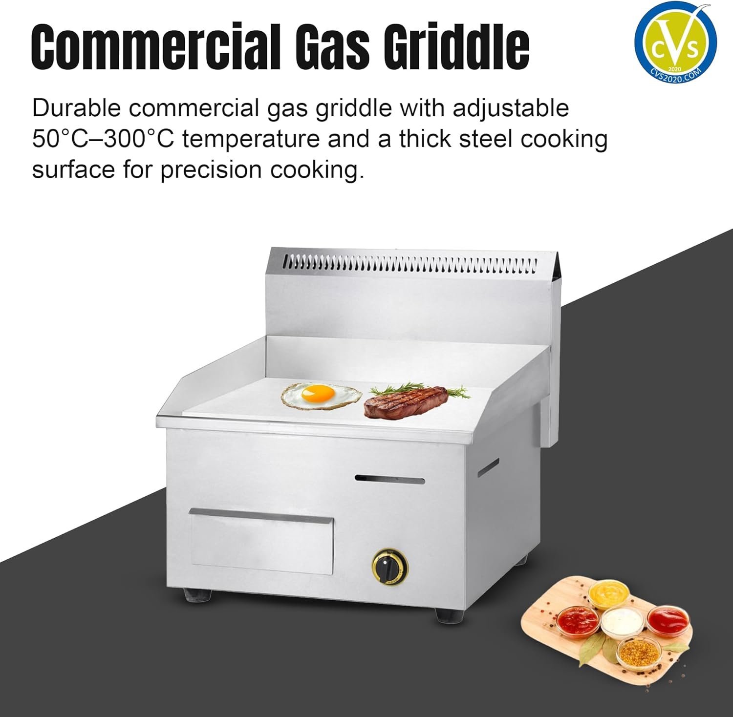Commercial Gas Griddle – Single Burner, 50°C to 300°C Adjustable Temperature, Durable and Energy-Efficient - Image 6