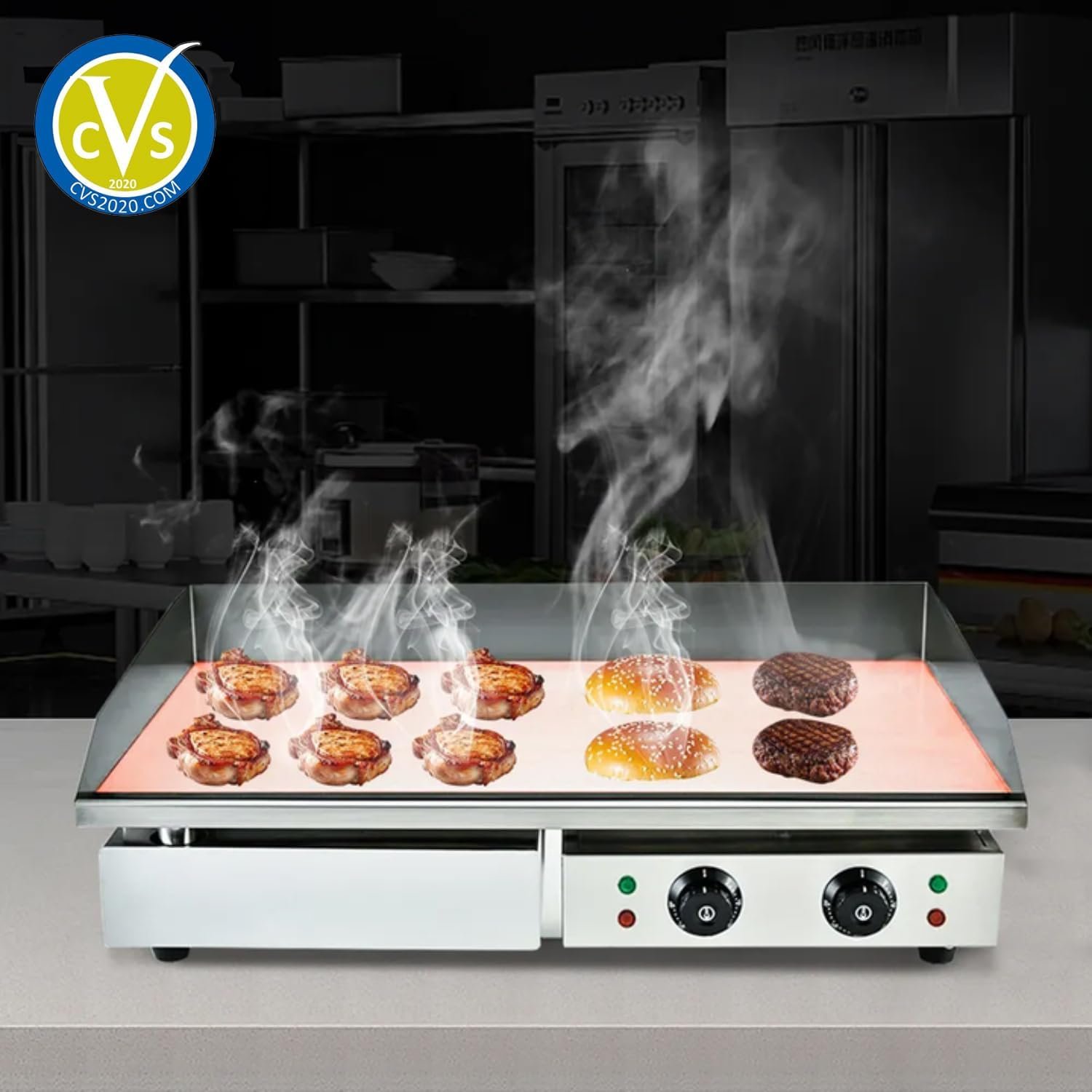 Commercial Electric Double Burner Flat Griddle, 50–300°C – 3000W - Image 2