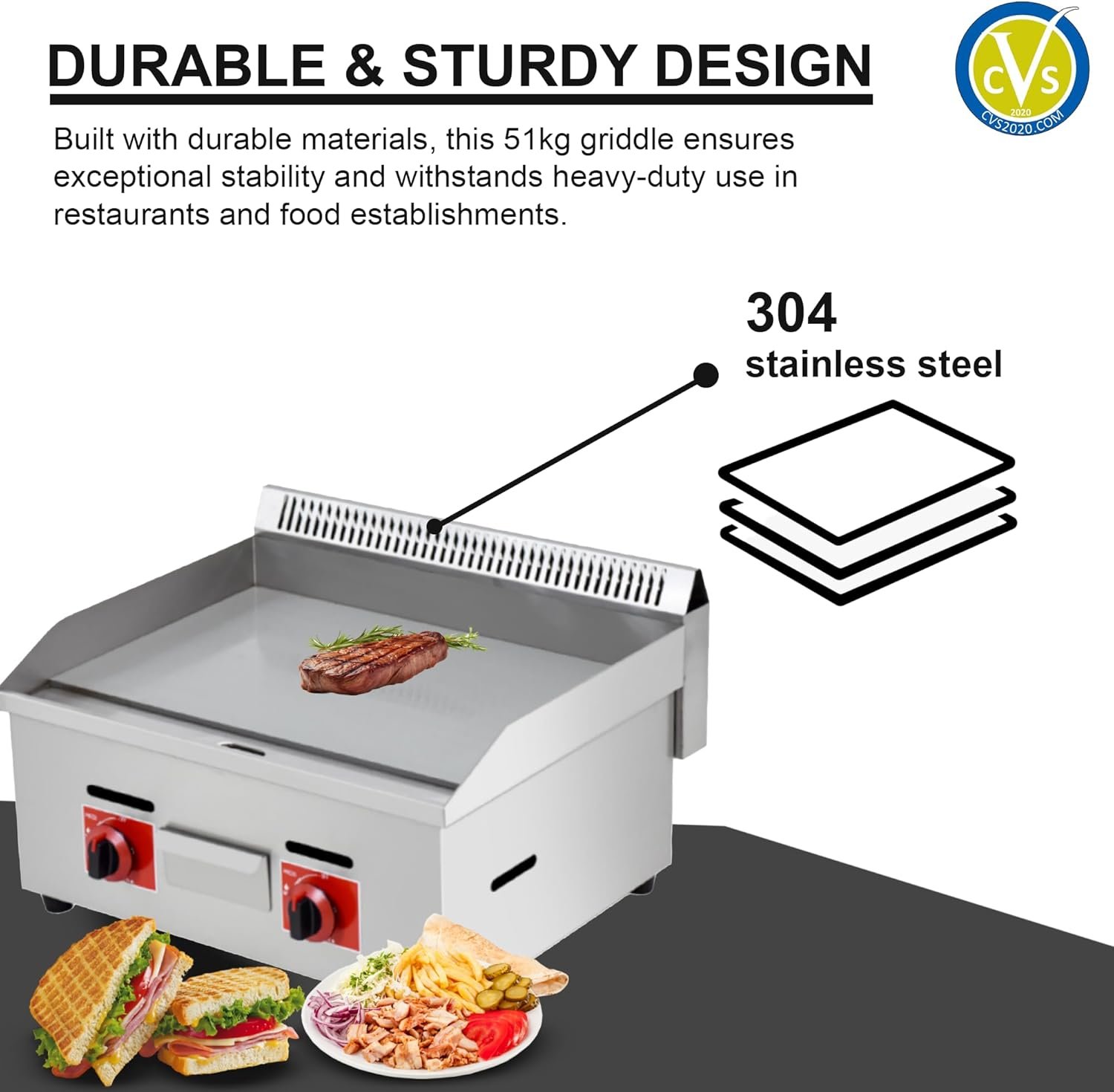 Commercial Gas Double Burner Griddle with Fryer - 50°C to 300°C - Image 3