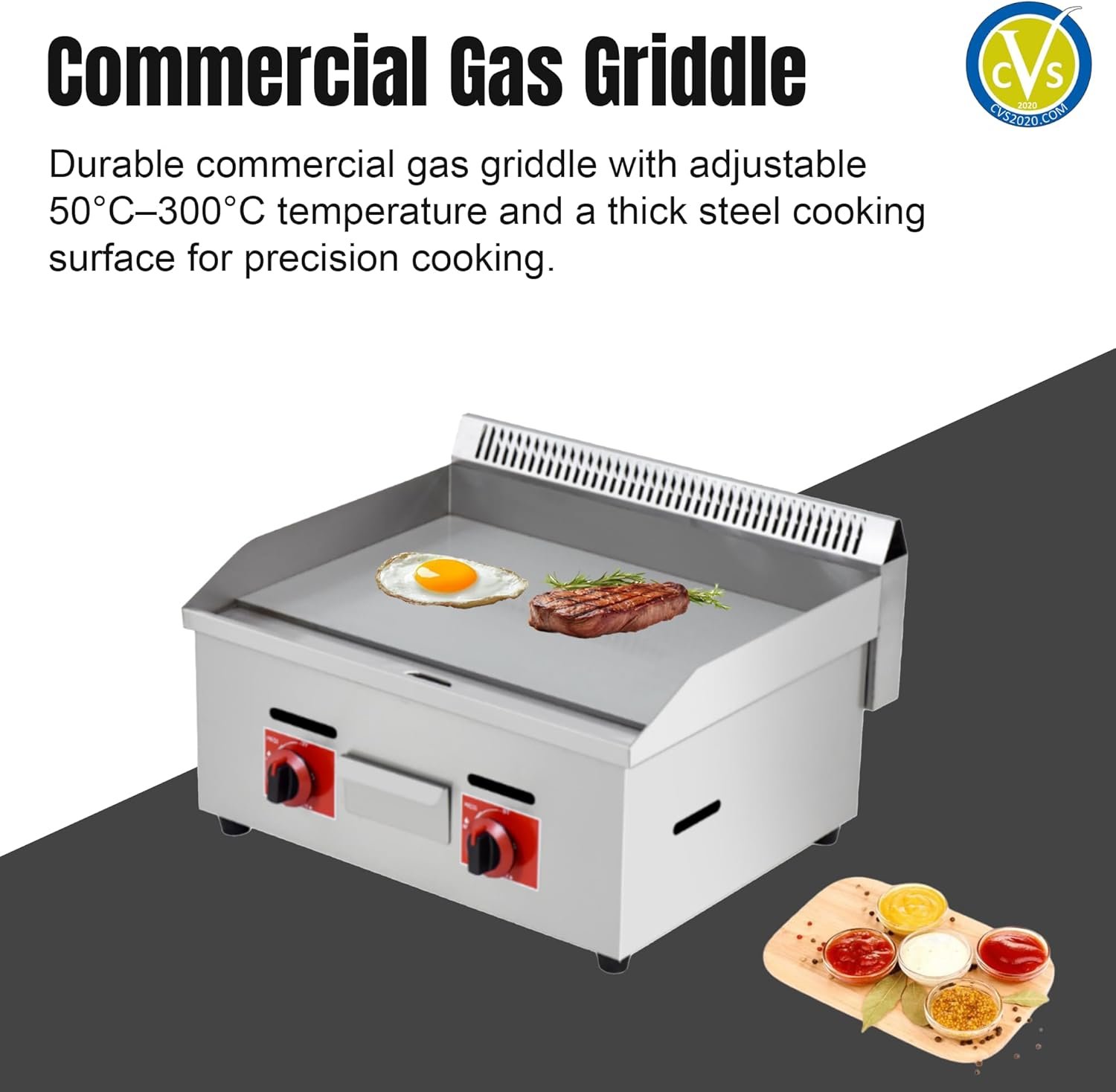 Commercial Gas Double Burner Griddle with Fryer - 50°C to 300°C - Image 4