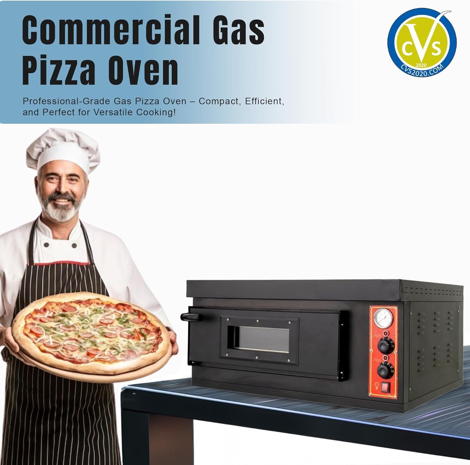 Commercial Gas Pizza Oven Outdoor, 60 x 90 x 15 cm Spacious Chamber, High-Temperature Range 600?C, Efficient Natural Gas Operation - Image 2