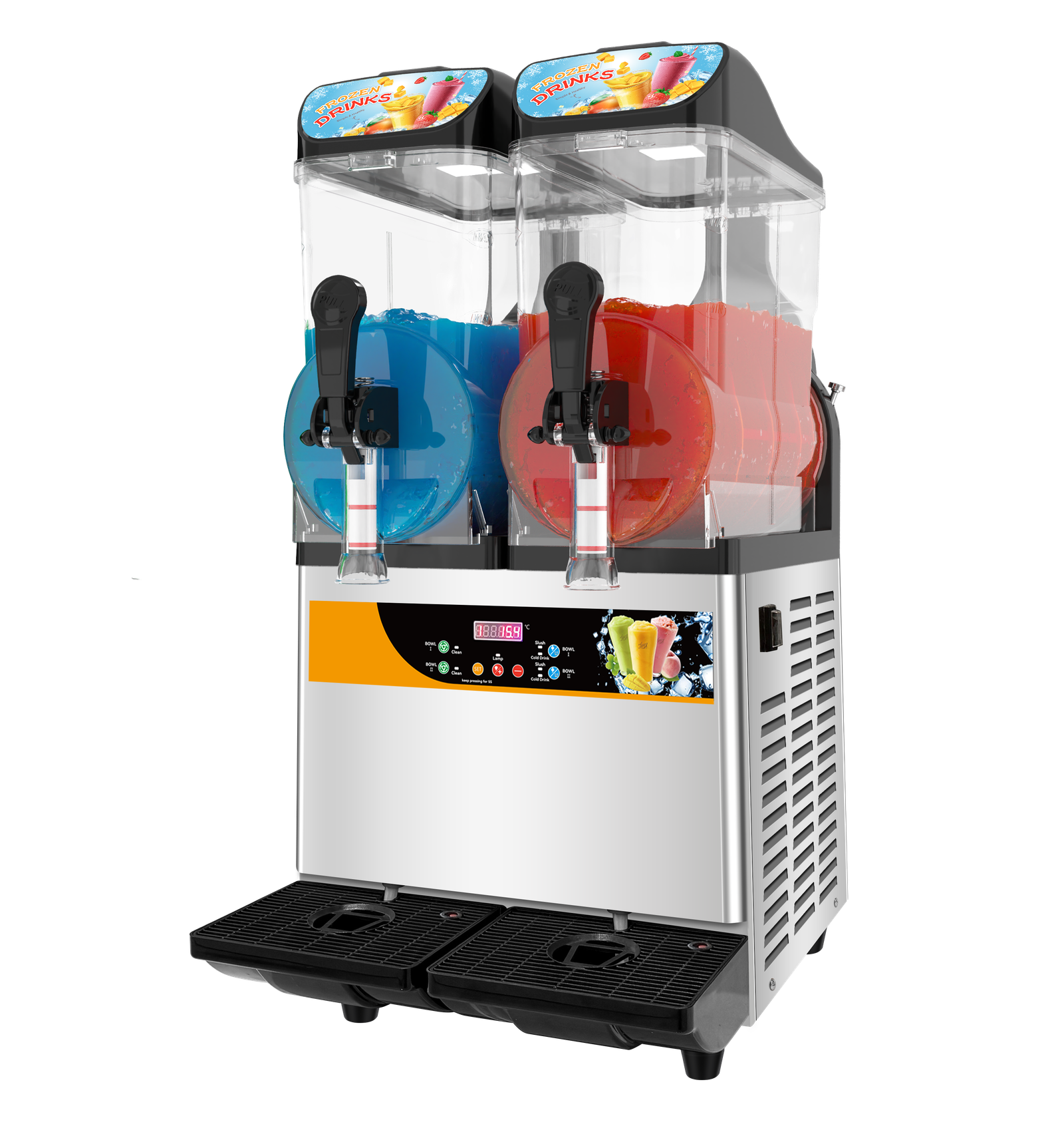 Commercial 2 Tank Slush Machine 2 x 14.5L Frozen Drink Maker 850W R290
