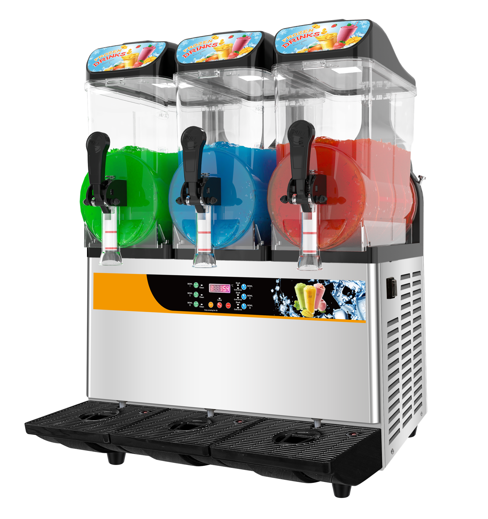 Commercial 3 Tank Slush Machine 3x14.5L Frozen Drink Maker Granita Slushy
